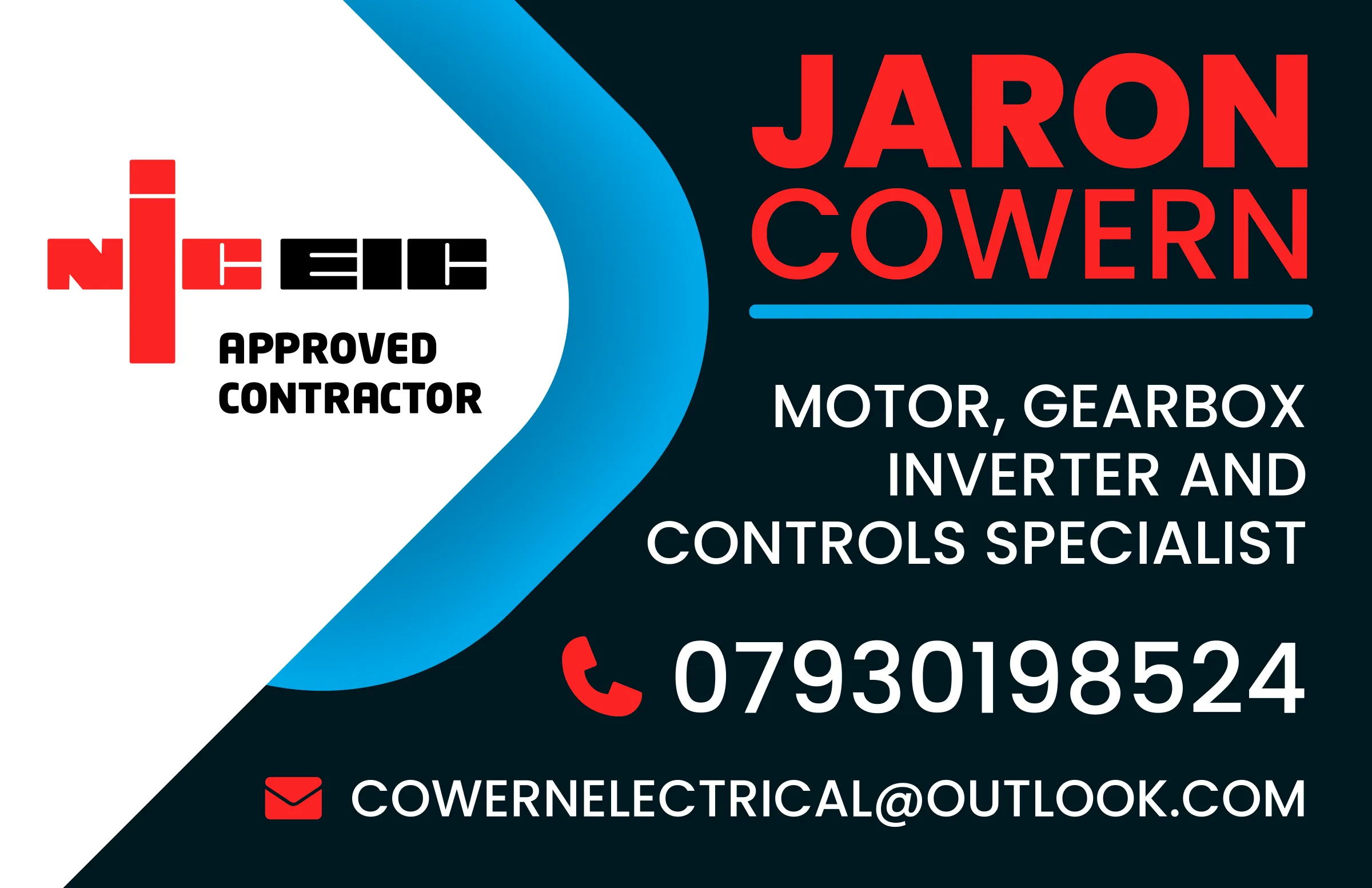 Cowern Electrical business card, Back